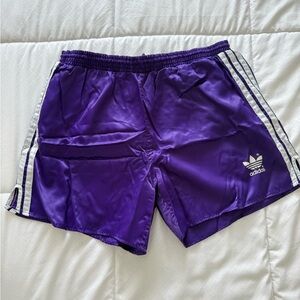 Adidas Purple Sports Shorts with White Stripes